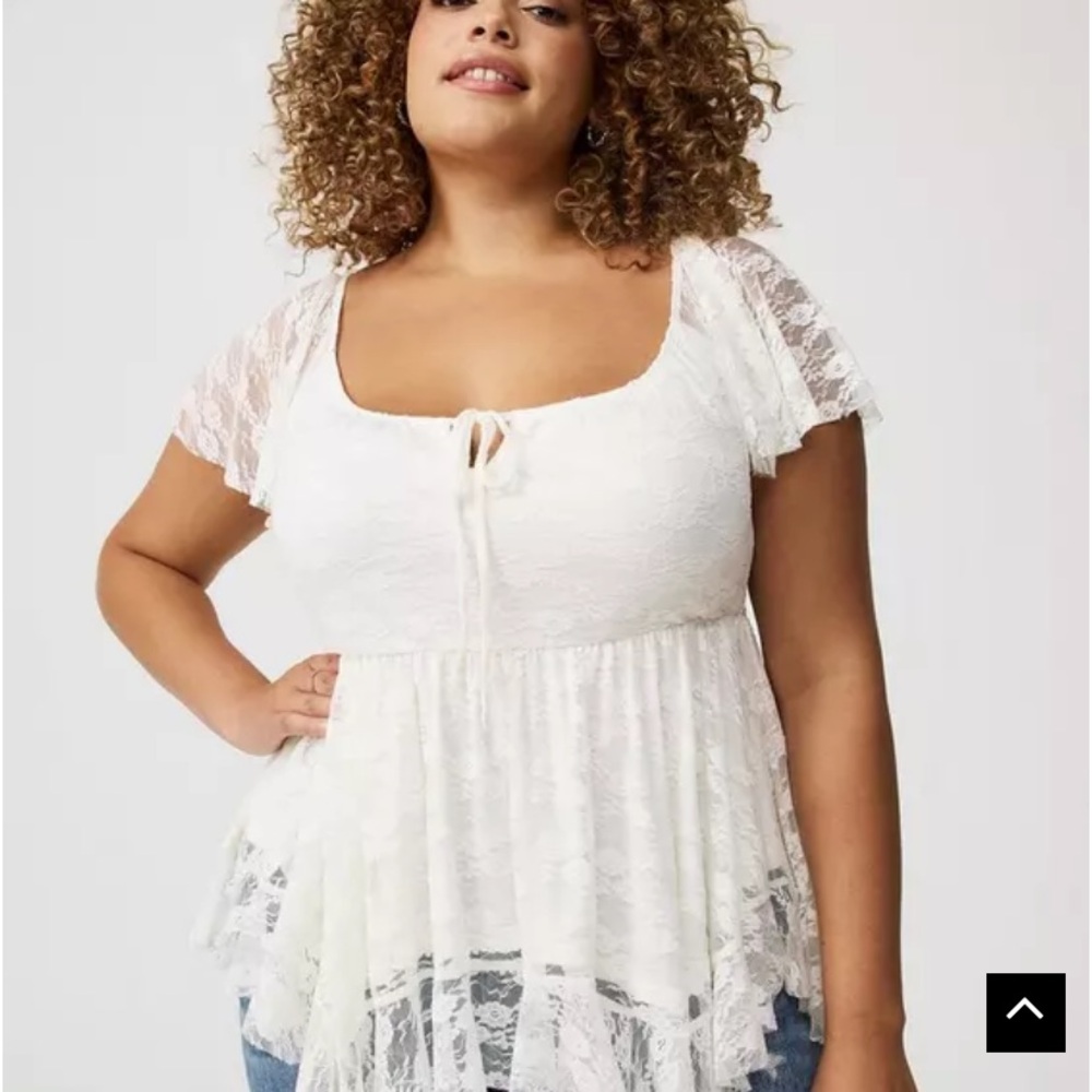 Torrid White Lace Blouse